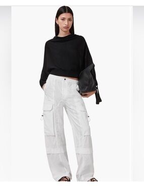 AllSaints Women's White Cargo Wide-Leg Pants